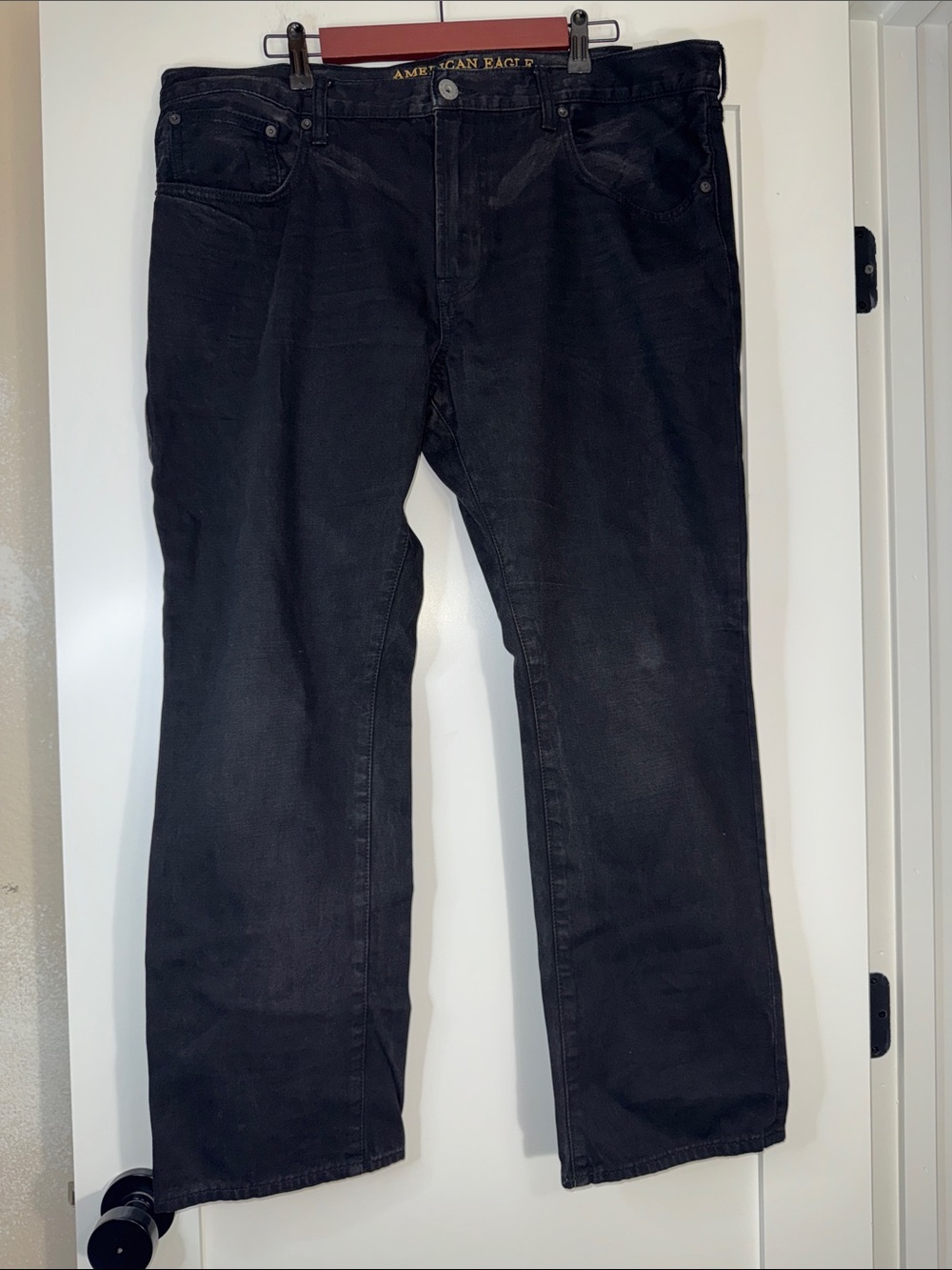 American Eagle Outfitters Men's Black Slim Straight Relaxed Jeans Sz 38x29